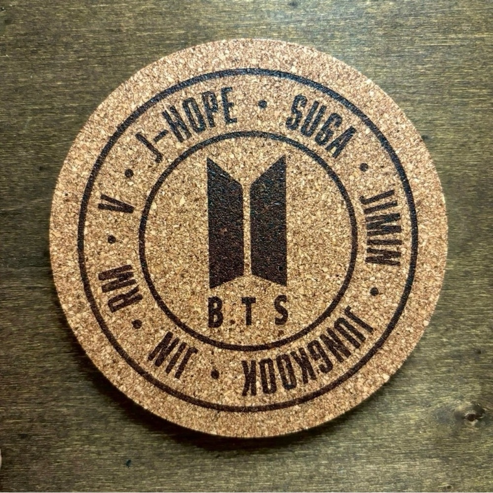 BTS Logo Laser Engraved Cork Coaster #5